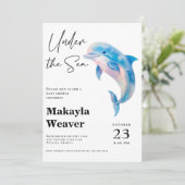 海の水の色のベビーシャワーの下 招待状 (スタンド正面)