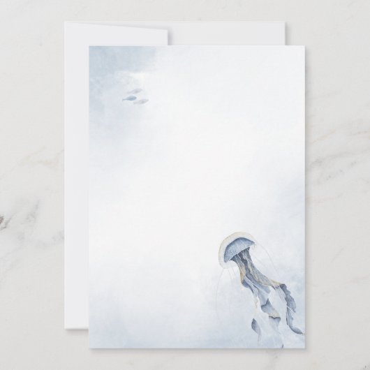 海の水の色のベビーシャワーの下 招待状 (裏面)