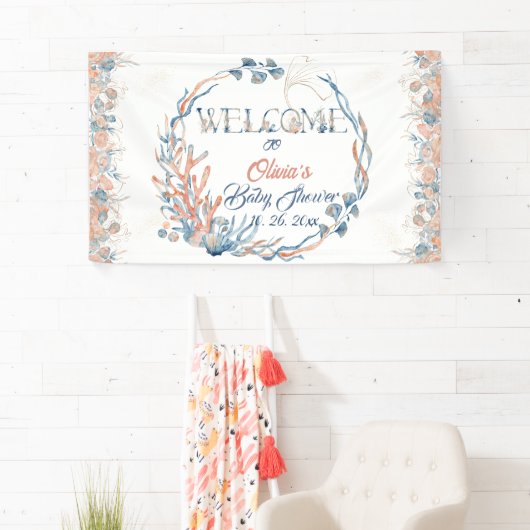 海の水の色のベビーシャワーの下 横断幕 (インサイチュ)