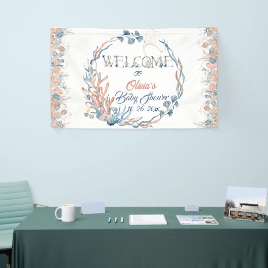 海の水の色のベビーシャワーの下 横断幕 (トレードショー)