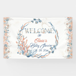 海の水の色のベビーシャワーの下 横断幕