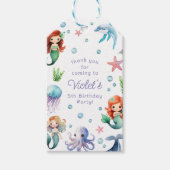 海の水の色のマーメイド誕生日パーティーの下 ギフトタグ (正面)