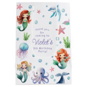 海の水の色のマーメイド誕生日パーティーの下 ミディアムペーパーバッグ (裏面)