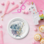 海の水の色の下でイルカかわいい誕生日 ペーパープレート (パーティー)