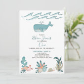 海の水の色の下でクジラの最初の誕生日スクリプト 招待状 (スタンド正面)