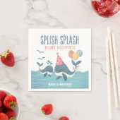 海の水の色の下でクジラビーチベビーシャワー スタンダードカクテルナプキン (インサイチュ)