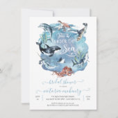 海の水の色の下でブライダルベビーシャワー 招待状 (正面)