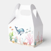海の水の色の下で動物の海の赤ちゃんシャワー フェイバーボックス (裏面サイド)