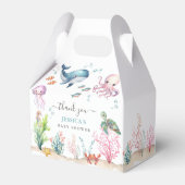 海の水の色の下で動物の海の赤ちゃんシャワー フェイバーボックス (正面サイド)