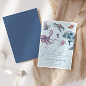 海の水の色の下で海ベビーシャワー 招待状