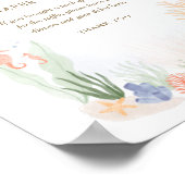 海の水の色の下で赤ちゃんシャワーおむつラッフル ポスター (角)