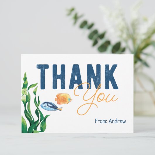 海の水の色の下にありがとうフラットカード サンキューカード (スタンド正面)
