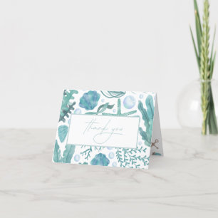 海の水の色の下に航海のありがとう サンキューカード