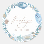 海の水の色の下に航海のありがとう ラウンドシール (正面)