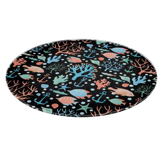 海の水の色の下のパターン暗い カッティングボード (角)