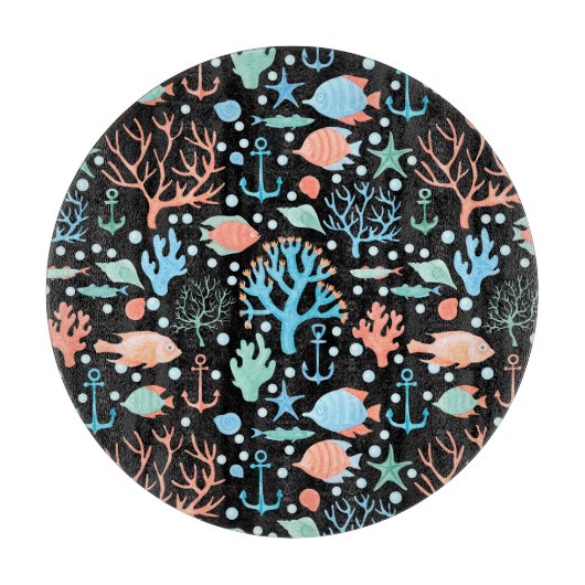 海の水の色の下のパターン暗い カッティングボード (正面)