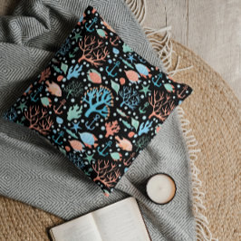 海の水の色の下のパターン暗い クッション