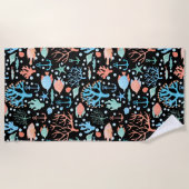 海の水の色の下のパターン暗い ビーチタオル (正面)