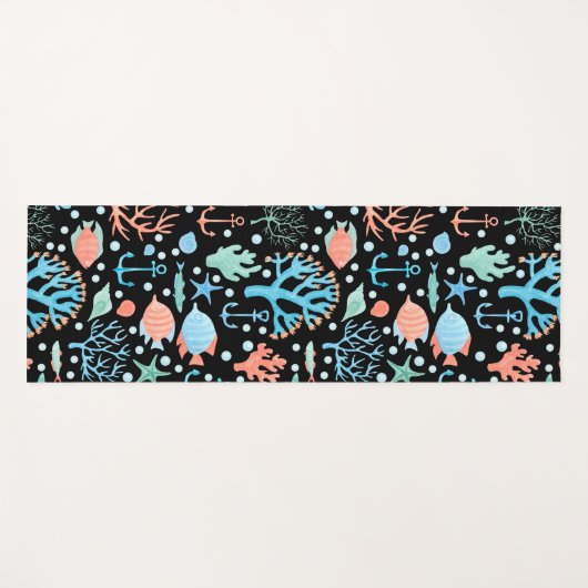 海の水の色の下のパターン暗い ヨガマット (正面(横))