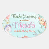 海の水の色の下の誕生日クラシックラウンドS 楕円形シール (正面)