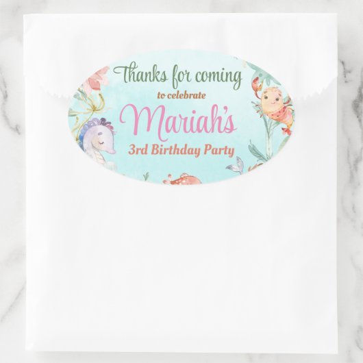 海の水の色の下の誕生日クラシックラウンドS 楕円形シール (バッグ)