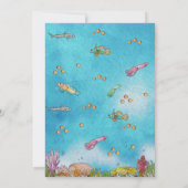 海の水の色の人魚の誕生日パーティーの下 招待状 (裏面)