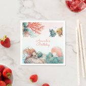 海の水の色の誕生日パーティーの下で魔法 スタンダードカクテルナプキン (インサイチュ)