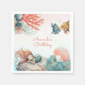 海の水の色の誕生日パーティーの下で魔法 スタンダードカクテルナプキン (正面)