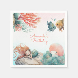 海の水の色の誕生日パーティーの下で魔法 スタンダードカクテルナプキン