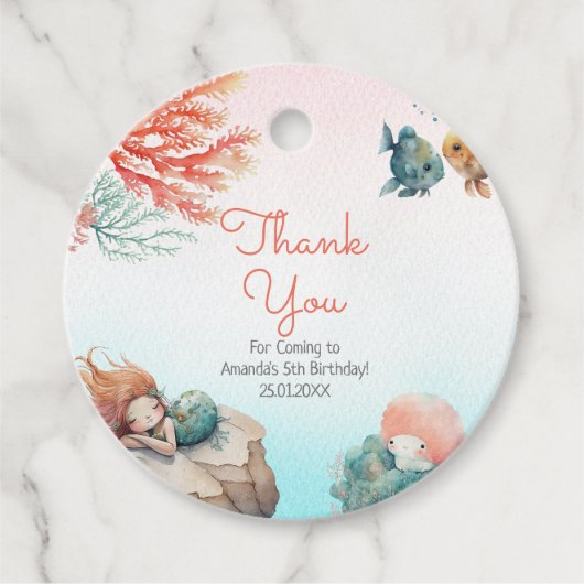 海の水の色の誕生日パーティーの下で魔法 フェイバータグ (正面)