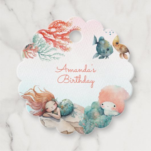 海の水の色の誕生日パーティーの下で魔法 フェイバータグ (正面)