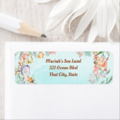 海の水の色の誕生日招待状 ラベル (インサイチュ)