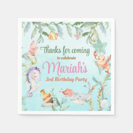 海の水の色の誕生日 スタンダードカクテルナプキン