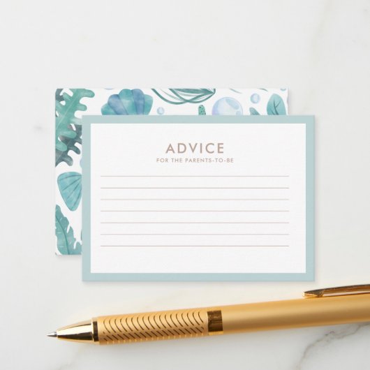 海の水の色の赤ちゃん航海ののシャワーの下 アドバイスカード (正面/裏面インサイチュ)