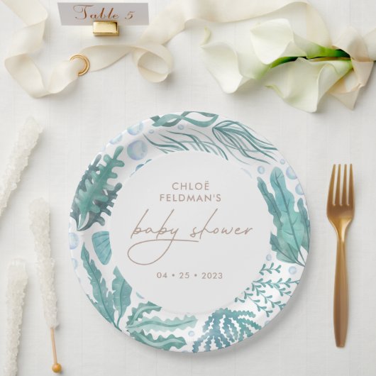 海の水の色の赤ちゃん航海ののシャワーの下 ペーパープレート (ウェディング)