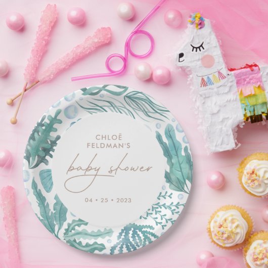 海の水の色の赤ちゃん航海ののシャワーの下 ペーパープレート (パーティー)