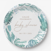 海の水の色の赤ちゃん航海ののシャワーの下 ペーパープレート (正面)