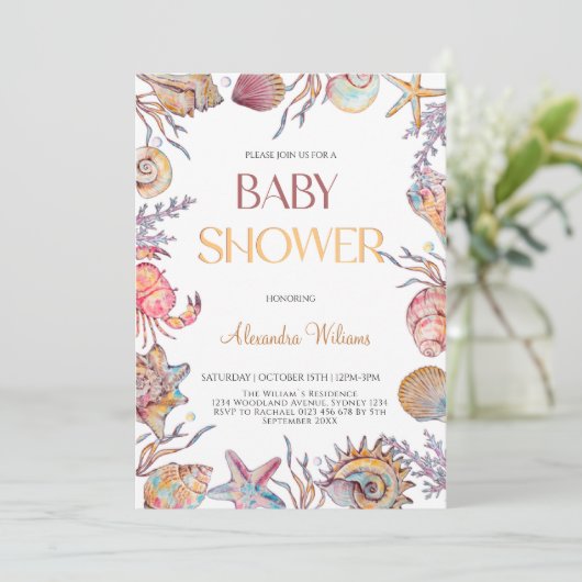海の水の色の赤ちゃん航海ののシャワーの下 招待状 (スタンド正面)