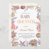 海の水の色の赤ちゃん航海ののシャワーの下 招待状 (正面/裏面)