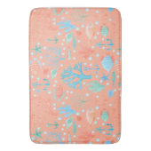 海の水の色コーラルピンクの下 バスマット (正面縦)