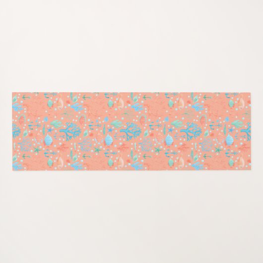 海の水の色コーラルピンクの下 ヨガマット (裏面(横))