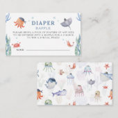 海の水の色ベビーシャワーおむつラッフル エンクロージャーカード (正面/裏面)