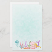 海の水彩下の人魚とクラゲ (正面/裏面)