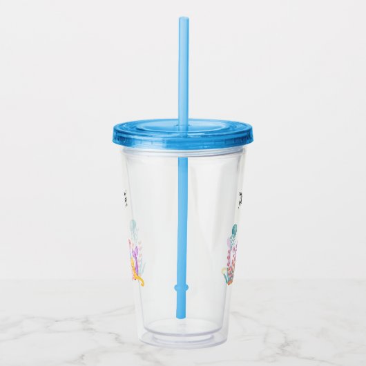 海の水彩下の人魚とクラゲ アクリルタンブラー (右)