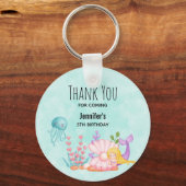 海の水彩下の人魚とクラゲ キーホルダー (正面)