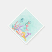 海の水彩下の人魚とクラゲ スタンダードカクテルナプキン (角)