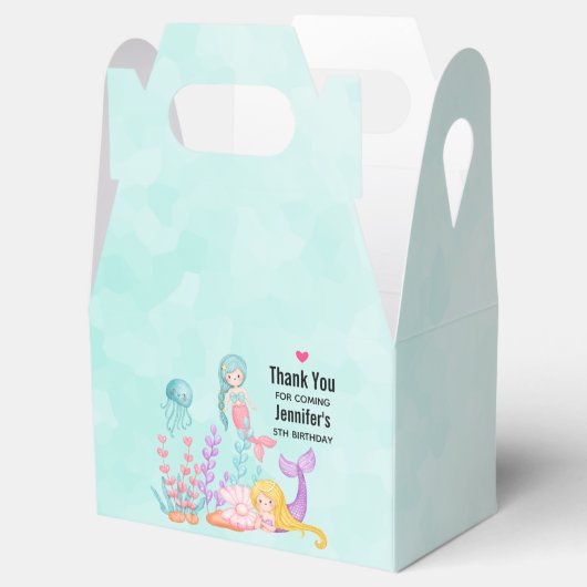 海の水彩下の人魚とクラゲ フェイバーボックス (オープン)