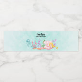 海の水彩下の人魚とクラゲ ペットボトルラベル (シングルラベル)