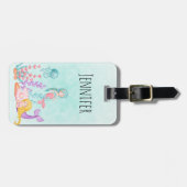 海の水彩下の人魚とクラゲ ラゲッジタグ (正面横)