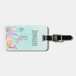 海の水彩下の人魚とクラゲ ラゲッジタグ